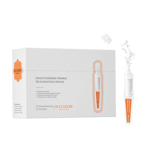 BACHERI Ergothioneine Firming Serum Ampoules - Hydrating and Repairing Formula with Pro-Xylane, Centella Asiatica Extract, and Vitamin B5 for Various Skin Types, 30 Pcs/Box