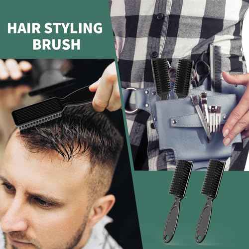 6 Pcs Barber Clipper Brush Blade Trimmer Cleaning Brush Set Duster Manicure Nylon Brush Hair Styling Tool (Black)
