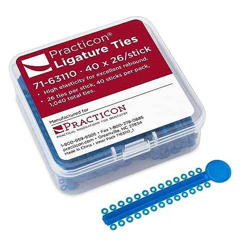 Practicon Orthodontic Ligature Ties, 1040 Elastic Bands for Braces, Elastomeric O-Rings, Rubber Bands for Brackets, Blue