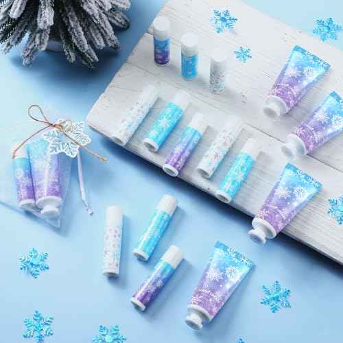 50 Set Christmas Winter Snowflake Hand Cream Lip Balm Bulk Set Woman Christmas Gift Include 50 Lip Balm 50 Hand Cream 50 Bag 50 Tag for Winter Xmas Stocking Stuffers