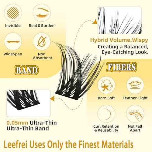 Eyelash Clusters 10-18mm Wispy Lash Clusters D Curl DIY Cluster Lash Extension Kit Individual Lashes Kit With Bond & Seal, Glue Remover, Tweezers(LF01 Lashes Set)