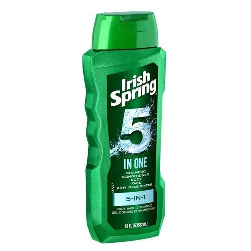 Irish-Spring 5-in-1 Shampoo, Conditioner, Body Wash, Face Wash and Deodorizer, 18 oz (Pack of 4)