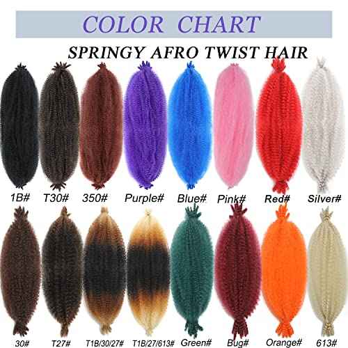 Parceria 8 Packs Afro Twist Hair Pre-Separated Spring Twist Hair 12 Inch Marley Twist Braiding Hair Soft Locs Crochet Hair Synthetic Hair Kinky Twist Hair for Women (12 Inch (Pack of 8), 1B#)