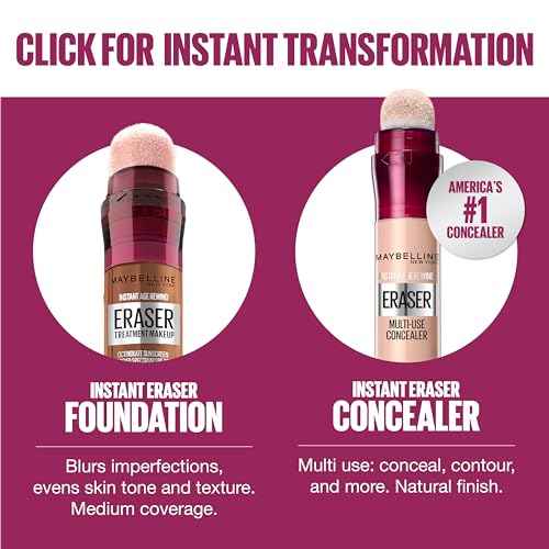 Maybelline Instant Age Rewind Eraser Foundation with SPF 20 and Moisturizing ProVitamin B5, 112, 1 Count