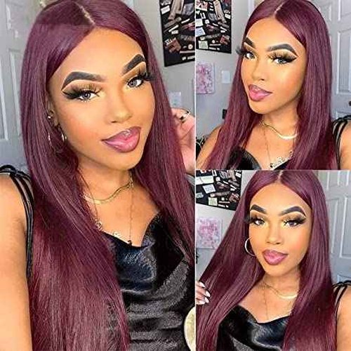 99j Burgundy human hair Straight Hair 20 INCH 8A Brazilian Virgin Hair 99j Burgundy Straight Hair Weaves Bundle Free Part Red Wine Color 100% Unprocessed Human Hair Weft Weaves