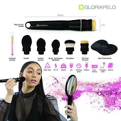 Electric Makeup Brush - Makeup Brushes Set Professional with 5 Interchangeable Heads ? 360-Degree Rotating Makeup Brush ? Flawless Application ? Natural Finish Foundation Powder Brush