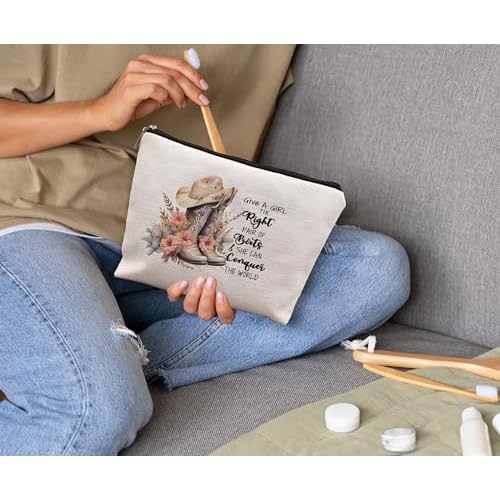 Western Makeup Bag,Cowgirl Boots Cosmetic Makeup Bag,Give A Girl The Right Boots,Cowgirl Stuff,Western Stuff For Women,Cowgirl Gifts