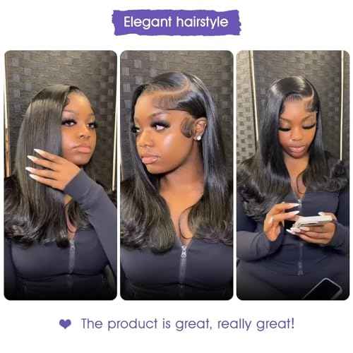 Lemoda 250% Double-Drawn SKINLIKE Real HD Lace Frontal Wigs Straight 13x4 Full Lace Frontal Virgin Human Hair Wigs Frayed Ends Lace Wigs Invisible Lace 0.10mm Ultra-thin Knots Wigs 14Inch