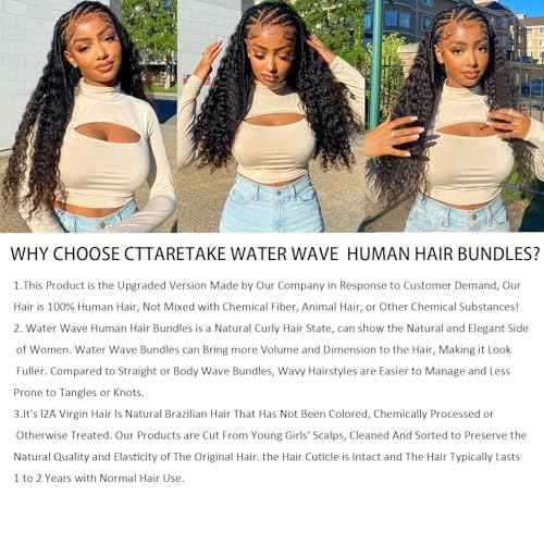 Water Wave Human Hair Bundles 12A Double Weft Deep Curly Wave Bundles 100% Unprocessed Brazilian Virgin Human Hair Natural Black Color Wet And Wavy Hair Extensions 24 24 24