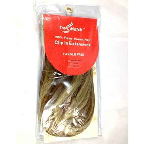 Tressmatch¢ç 20"-22" Remy Human Hair Thick to Ends Clip in Extensions Brown Blonde Highlights (Color #12/613) 9 Pieces(pcs) Full Head [Set Weight:4.4s/125grams ¡¦