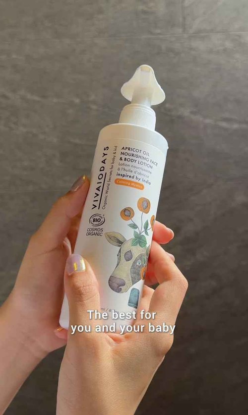 VIVAIODAYS Organic Apricot Oil Face & Body Lotion for Baby & Family | Nourishing, Soothing, Fast-Absorbing Moisturizer with Aloe & Olive Oil | Gentle Daily Hydration, Big Bottle with Pump, 8 fl. oz.