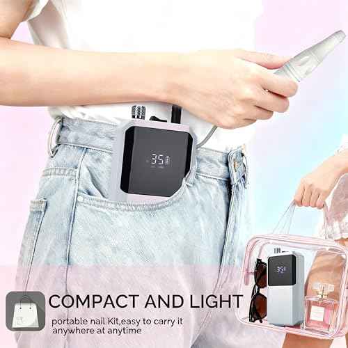 Professional Rechargeable Nail Drill 35000 RPM - Cordless Electric Nail File ,Portable Efile for Shaping/Removing/Polishing Gel/Acrylic Nails | Ideal for Home DIY & Salon Manicure Pedicure