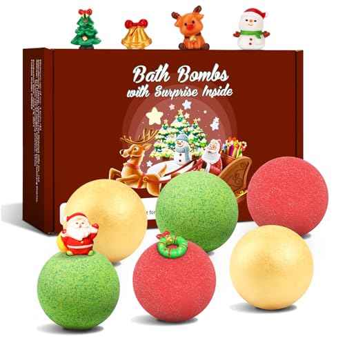 Christmas Bath Bombs for Kids with Surprise Toys Inside, 2025 Christmas Stocking Stuffers Gift for Kids, 6 Pack Bubble Bath Bomb for Boys Girls Toddlers