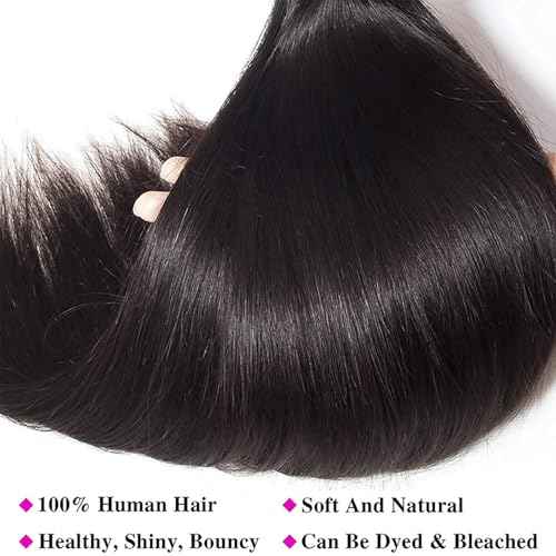 12A Straight Bundles Human Hair 24 26 28 Inch 3 Bundles Human Hair Straight Human Hair Bundles 100% Unprocessed Brazilian Virgin Human Hair Extension