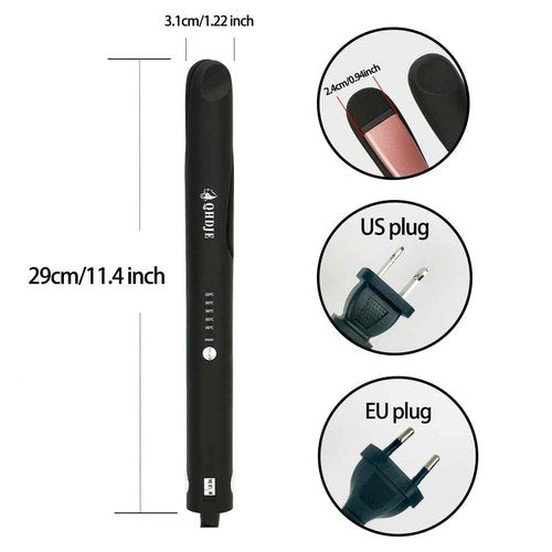QHDJE Curler and Straightener 2 in 1 - Twist Straightening Curling Iron, Ceramic Coating & 15s Fast Heat, Dual Voltage for Traveling, Glove Include