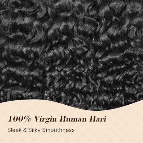 Wequeen 16A Water Wave Human Hair Bundles 14 16 18 Inch 100% Unprocessed Brazilian Virgin Hair Quick Weave Bundles Human Hair Extensions Real Human Hair, Natural Black