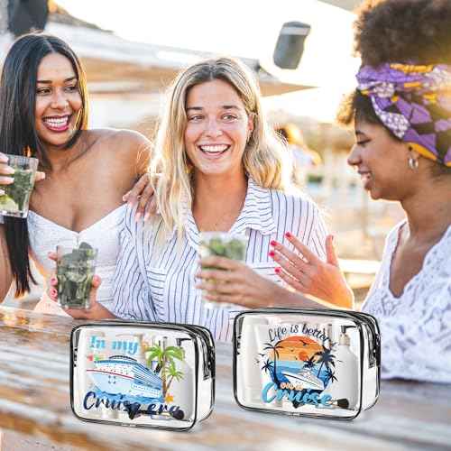 Cruise Clear Makeup Bags - 6Pcs Cruise Ship Essentials 2025, Cruising Must Have Survival Kit, PVC Waterproof Cosmetic Bag Toiletry Purses for Travel Vacation, Cruise Gifts for Women Girls