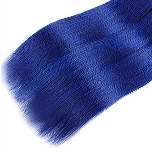 Color Blue Straight Bundles Pure Blue Human Hair Bundles 28 30 32 Inch 8A Brazilian Virgin Remy 3 Bundles Double Weft Soft Real Pure Blue Hair Extensions