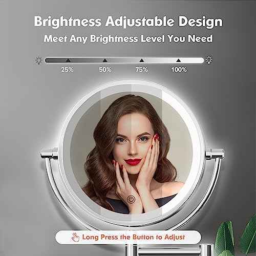 FASCINATE Upgraded Wall Mounted Makeup Mirror with Lights, Super Large Double Sided 1X/10X Magnifying Mirror for Bathroom, 360¡Æ Swivel Extendable Plug Touch Sensor Vanity Mirror