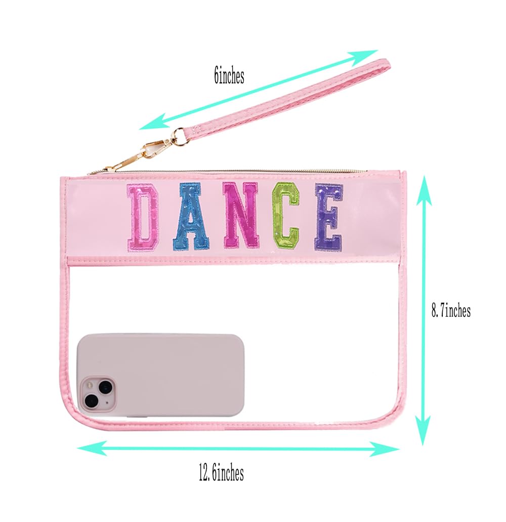 HYOOG Dance Recital Gifts Letter Clear Zipper Snack Bag For Travel, Pvc Clear Makeup Bag, Cosmetic Travel Bag For Women Gift (Dance, 4)