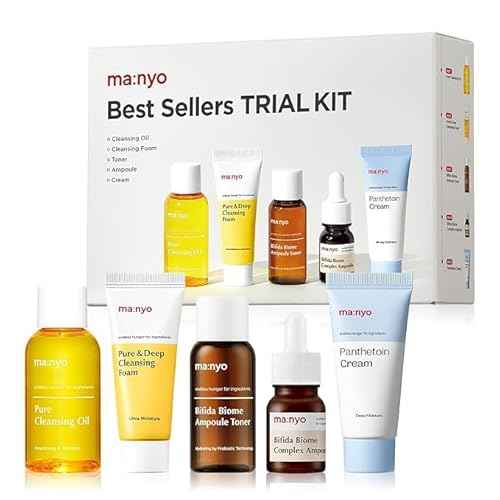 MA:NYO Best Sellers Kit | Travel size Trial & Gift Set | Pure Cleansing Oil, Pure Cleansing Foam, Bifida Biome Ampoule, Bifida Biome Toner, Panthetoin Cream | Korean Skin Care, Skin Repair Solution