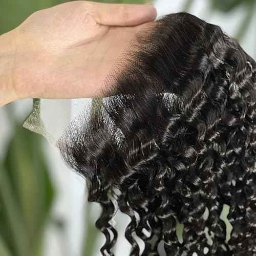 MEODI 5x5 Skinlike HD Lace Closure Only, Deep Curly 0.1mm Ultra-thin Undetectable Swiss HD Lace Clsoure Human Hair 20 Inch