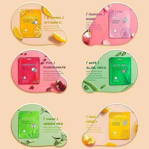 18 Pack Collagen Face Masks Skincare Bulk,Hydrating Spa Face Mask Beauty for Sensitive Skin,Sheet Mask for Skin Care, Facial Mask Sets Birthday Party Gifts for Women/Teen Girls/Kids