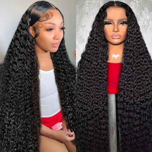 13x4 Deep Wave Lace Front Wigs Human Hair Wig for Women 200 Density HD Transparent Lace Frontal Wigs Human Hair 26 Inch Deep Wave Frontal Wig Glueless Deep Wave Wig Pre Plucked Curly Wigs for Women