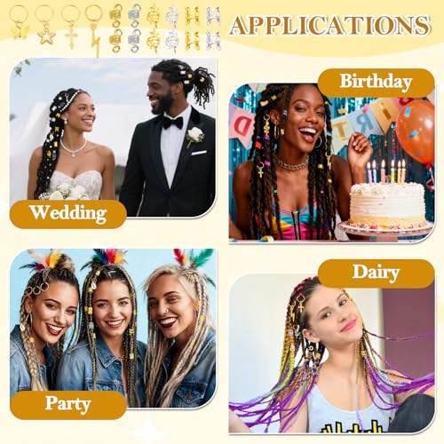 305PCS Gold Silver Hair Jewelry for Braids, Loc Jewelry for Hair Dreadlocks Braid for Women Men, Hair Cuffs Rings Charms Pendants Clips Dreadlock Decoration Accessories for Braided Hairstyles