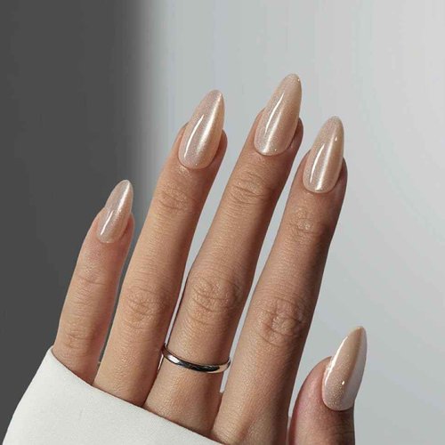BTArtboxnails Cat Eye XCOATTIPS - Soft Gel Almond Nail Tips, Glitter Press On Nails Medium, Soak Off Acrylic Fake Nails Glue On Nails In 15 Sizes - 150 Nail Extension Set, Aurora