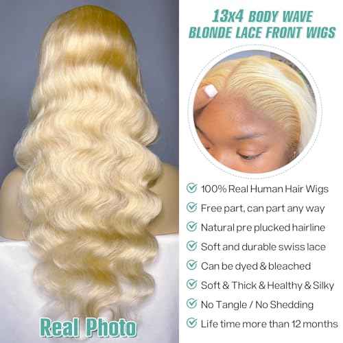 613 Blonde Body Wave Lace Front Wigs Human Hair 13X4 Lace Front Wigs Human Hair 200 Density 613 HD Lace Frontal Wigs Pre Plucked For Women 30 Inch