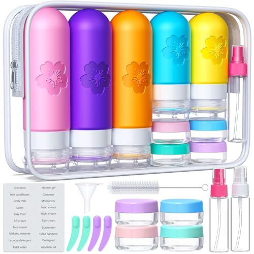 20Pack Travel Bottles for Toiletries, Silicone TSA Approved Travel Size Containers, Travel Essentials Leak Proof Refillable Liquid, Travel Shampoo and Conditioner Bottles