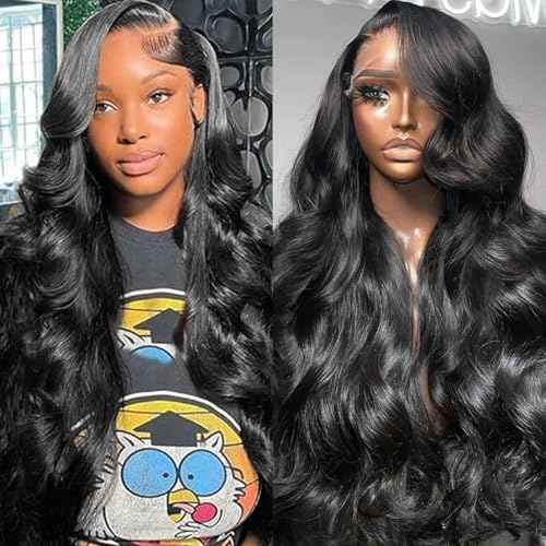 13x6 Lace Front Wigs Human Hair Pre Plucked 210 Density Body Wave HD Lace Front Wigs for Women Human Hair Glueless (Natural Color Body Wave Wig, 20 Inch)