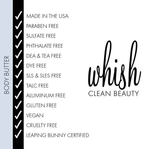 Whish Beauty Body Butter for Women - Moisturizing Body Lotion for Dry Skin - Antioxidant-Rich with Shea Butter, Aloe, & Raspberry Butter - Paraben & Sulfate Free - Kabosu Sea Salt - 5 fl oz