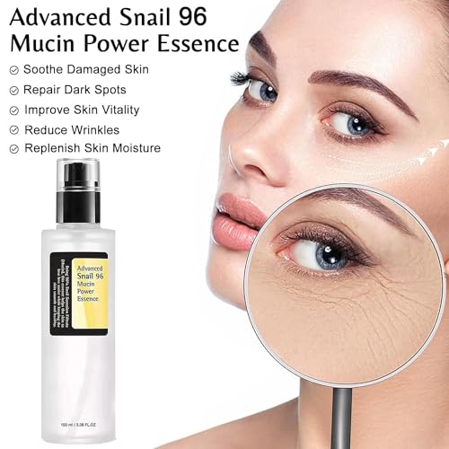 Snail Mucin 96% Power Repairing Essence, 100mL/3.38 fl.oz Snail Secret Mucin Serum for Skin Care