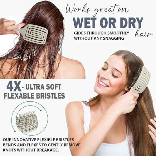 Fiora Naturals Paddle Hair Brush for Thick Hair - Detangler Brush for women - Vented Hairbrush for Gentle Detangling, Best Hair Brush for Wet or Dry Hair