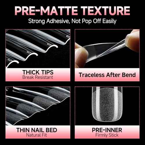 UNA GELLA Nail Tips Square XXL Long: Full Cover Pre-file Square Straignt Gel Nail Tips No C Curve for DIY Press On Nails 216PCS, 12 Sizes Gel Nail Extensions Art Salon