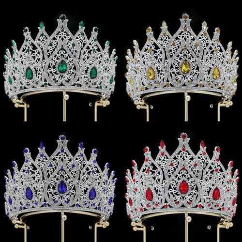 Crystal Queen Crown for Women Tall Wedding Crown for Bride Birthday Prom Princess Quince Tiara for Girls Pageant Crown Large Bridal Headpiece