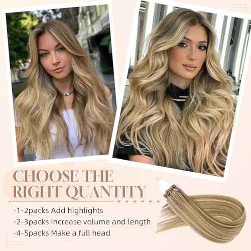 Microlink Hair Extensions Human Hair 18613 Blonde 30g/30s/Pack 20inch Microbead Micro Loop Hair Extensions Real Human Soft and Glossy Longer Life