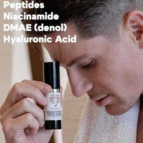 Titan Peptide Anti-Aging Under Eye Gel for Men ? Reduce Appearance of Puffiness, Dark Circles, Eye Bags, & Sagging ? DMAE, Niacinamide, Hyaluronic Acid, Peptides ? All Skin Types ? Unscented