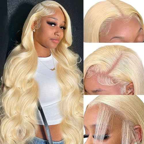 30 Inch 613 Lace Front Wig Human Hair 13X6 Body Wave Blonde Wigs Human Hair 200% Density Blonde Lace Front Wigs Pre Plucked 613 HD Lace Frontal Wigs Glueless Wig With Baby Hairs