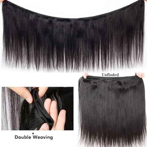 Straight Bundles Human Hair 16 18 20 22 Inches 100% Unprocessed Brazilian Virgin Hair Straight Weave Human Hair Bundles 4 Bundles Human Hair Extensions