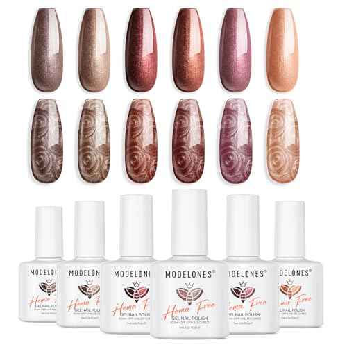 modelones Hema Free Gel Nail Polish 6 Colors Neutral Nude Set Nude Pink Quick Dry Winter Polish Manicure Diy Nail Art Home Salon Gift For Women Girl