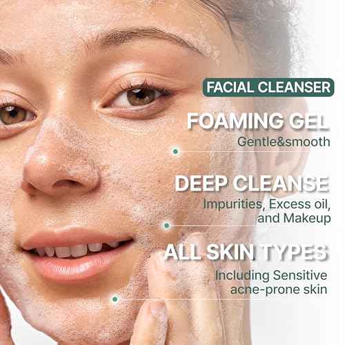 Illiyoon Gentle Deep Facial Cleanser | Low pH Gel-to-Foam Face Wash for Sensitive Skin, Hydrating Gel Cleanser & Daily Makeup Remover, Korean Skincare, 8.45 fl.oz.