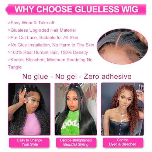 6x4 Deep Wave Lace Front Wigs Human Hair 180 Density Glueless Wigs Human Hair Pre Plucked 6x4 Deep Wave Closure Wig Human Hair Pre Cut Wigs Human Hair Curly Wig 28 Inch