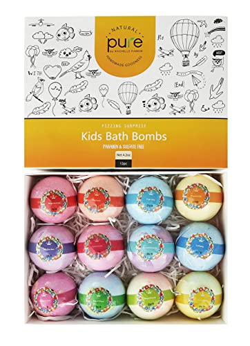 Kids Bath Bombs Gift Set - 12 4.2 oz Surprise Bath Bombs for Kids with Toys Inside! Make Bathtime Fun with Moisturizing Bath Bombs with Surprise Inside!