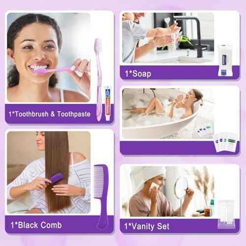 50 Kits Travel Toiletry Kit Bulk, Personal Hygiene Kit, Disposable Hygiene Kit Homeless Care Supplies Charity Kit For Home, Hotel, Camping, Travel