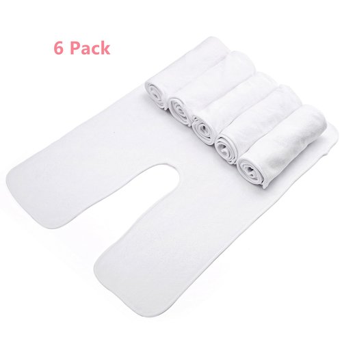 DEAYOU 6 Pack Facial Towels for Estheticians, U-Shaped Spa Towels for Facial, Soft Microfiber Massage Face Towels for Spa Steam, Barbers, Beauty Salons, Skin Care, SPA Centers, Split Design, White