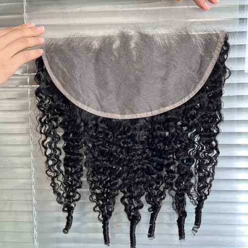 13x6 Burmese Curly Frontal 100% Real Human Hair 13x6 Frontal Burmese Curly Hair Transparent HD Lace Closure Natural Black 1B Color 16 Inch