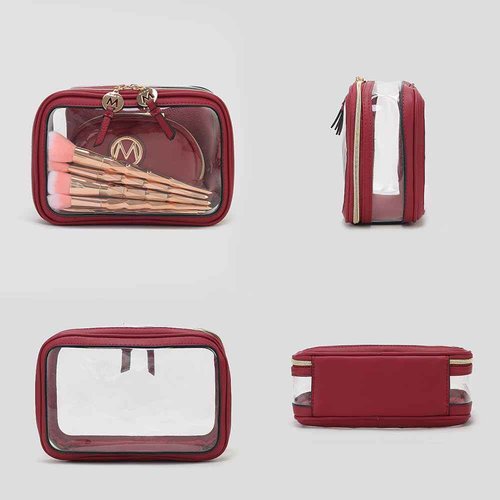 MKF Collection 3PCS Stylish Cosmetic Bag Portable Makeup Travel Organizer Case With 7 Makeup Brushes by Mia K